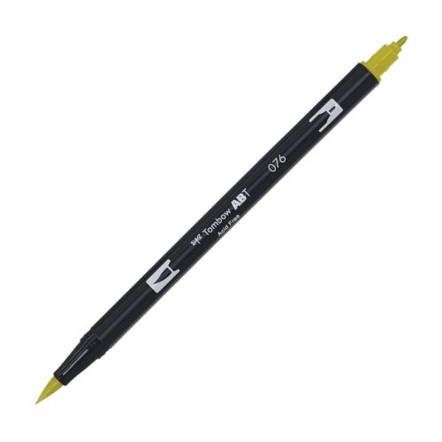 Aкварелен двувърх маркер Tombow ABT Dual Brush, четка 3.5 мм, връх 0.8 мм, 076 green ochre — Joya.bg 1