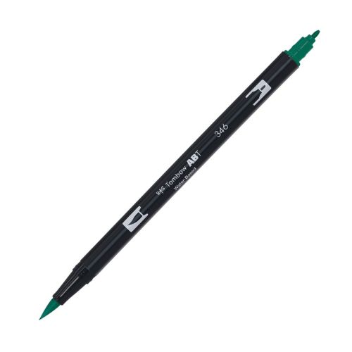 Aкварелен двувърх маркер Tombow ABT Dual Brush, четка 3.5 мм, връх 0.8 мм, 346 sea green — Joya.bg 1
