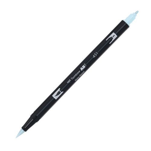 Aкварелен двувърх маркер Tombow ABT Dual Brush, четка 3.5 мм, връх 0.8 мм, 451 sky blue — Joya.bg 1