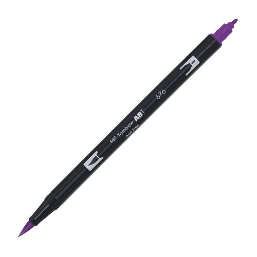 Aкварелен двувърх маркер Tombow ABT Dual Brush, четка 3.5 мм, връх 0.8 мм, 676 royal purple — Joya.bg 1