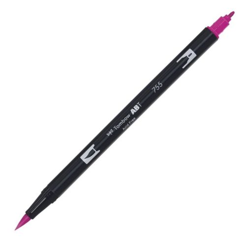 Aкварелен двувърх маркер Tombow ABT Dual Brush, четка 3.5 мм, връх 0.8 мм, 755 rubine red — Joya.bg 1