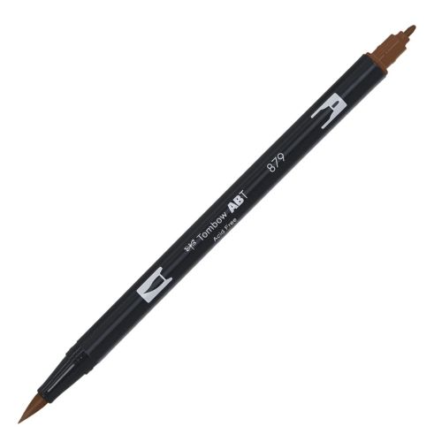 Aкварелен двувърх маркер Tombow ABT Dual Brush, четка 3.5 мм, връх 0.8 мм, 879 brown — Joya.bg 1