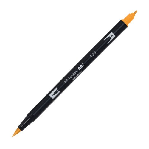 Aкварелен двувърх маркер Tombow ABT Dual Brush, четка 3.5 мм, връх 0.8 мм, 933 orange — Joya.bg 1