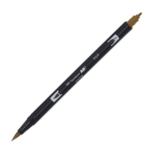 Aкварелен двувърх маркер Tombow ABT Dual Brush, четка 3.5 мм, връх 0.8 мм, 969 chocolate — Joya.bg 1