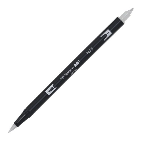 Aкварелен двувърх маркер Tombow ABT Dual Brush, четка 3.5 мм, връх 0.8 мм, N75 cool grey 3 — Joya.bg 1