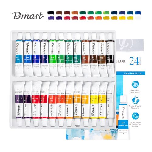 Акварелни бои Deli Dmast EC310-24, в тубички 12 мл, 24 цвята — Joya.bg 1