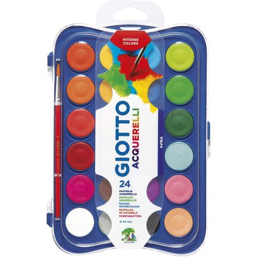 Акварелни бои GIOTTO, ф 30 мм, 24 цвята + четка 1