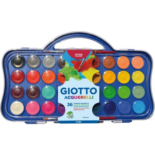 Акварелни бои GIOTTO, ф 30 мм, 36 цвята + четка 1