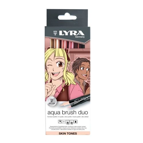 Акварелни двувърхи маркери LYRA aqua brush duo SKIN TONES, объл връх и четка, 6 цвята 1