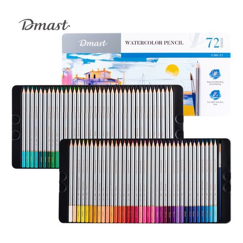 Акварелни цветни моливи Deli Dmast EC301-72, кръгло тяло, 72 цвята + четка, в метална кутия — Joya.bg 1