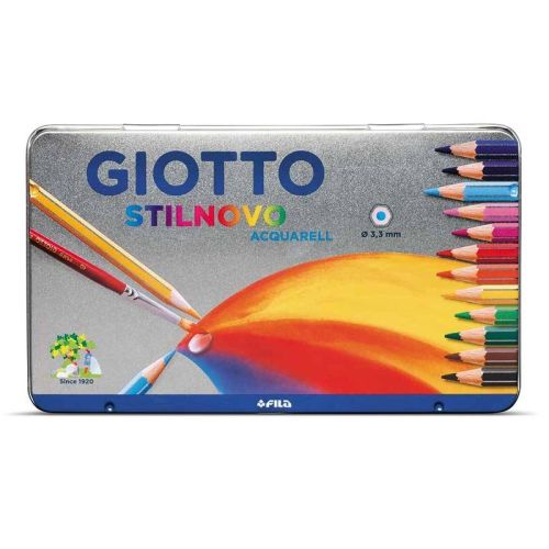 Акварелни цветни моливи GIOTTO STILNOVO, шестоъгълно тяло, 12 цвята, в метална кутия 1