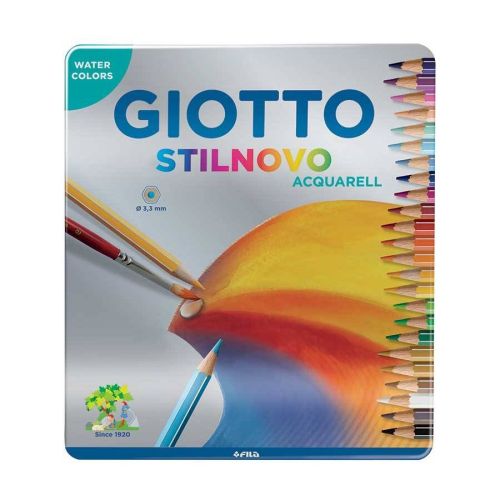Акварелни цветни моливи GIOTTO STILNOVO, шестоъгълно тяло, 24 цвята, в метална кутия — Joya.bg 1