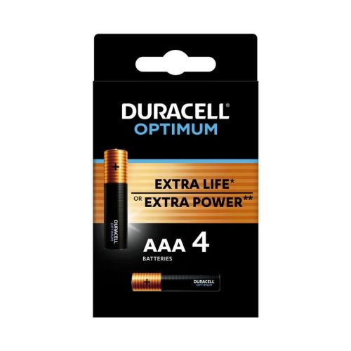 Алкална батерия Duracell Optimum AAA, LR03, 1.5 V, блистер 4 бр. — Joya.bg