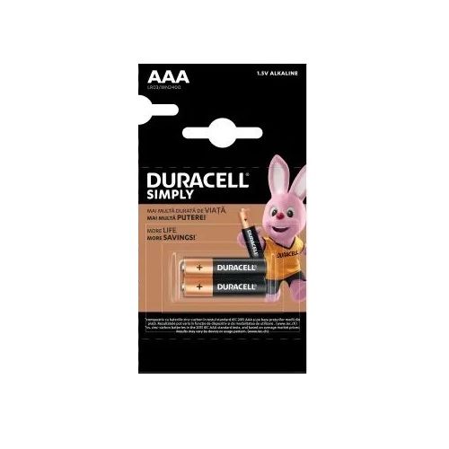 Алкална батерия Duracell Simply AAA, LR03, 1.5 V, блистер 2 бр. — Joya.bg 1