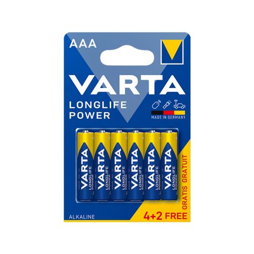 Алкална батерия VARTA Longlife ААА, LR03, 1.5 V, блистер 6 бр., промо 4+2 — Joya.bg