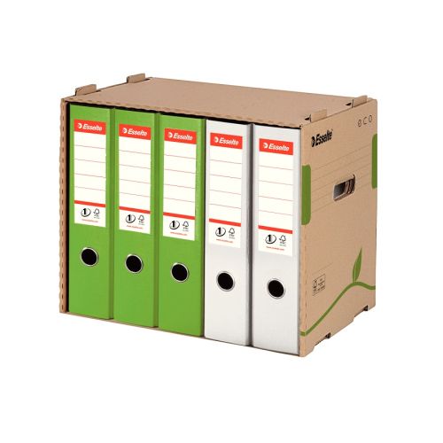 Архивен кашон Esselte Eco, 427х343х305 мм, странично отваряне, за класьори, рецикл. велпапе, кафяв — Joya.bg 1