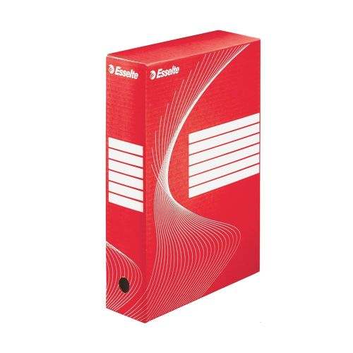 Архивна кутия Esselte Standard, 352х250х80 мм, рециклирано велпапе, червена 1