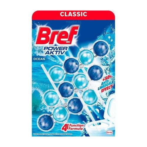 Ароматизатор за WC Bref Power Activ Ocean, топчета в кошница, 3бр.x50 г  — Joya.bg