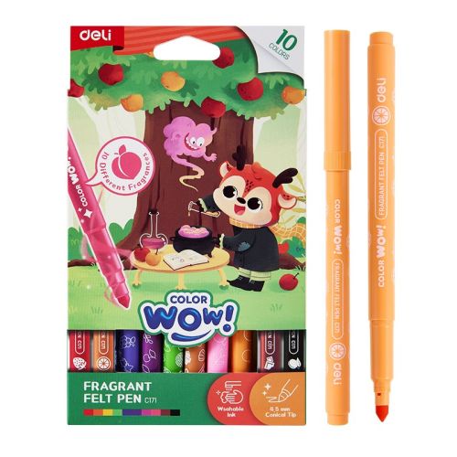 Ароматизирани флумастери Deli Color wow! EC171, връх 8.5 мм, 10 цвята 4