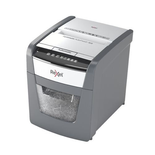 Автоматичен шредер за хартия Rexel Optimum AutoFeed+50X, (P-4), Cross Cut, 20 л, 1-2 потребители — Joya.bg 1