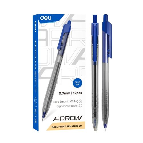 Автоматична химикалка Deli Arrow EQ01330, 0.7 мм, синя 1