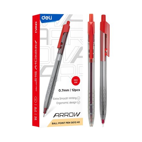 Автоматична химикалка Deli Arrow EQ01340, 0.7 мм, червена 1