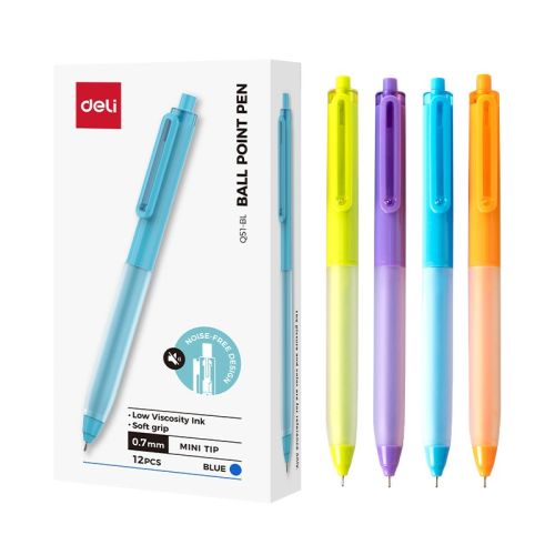 Автоматична химикалка Deli EQ51-BL, с грип, иглен връх 0.7 мм, синя — Joya.bg 1