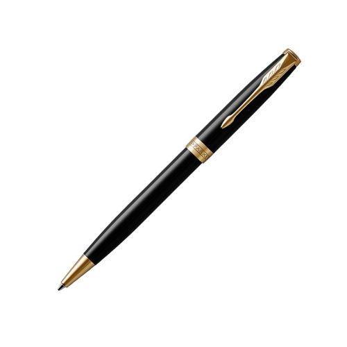 Автоматична химикалка PARKER Royal Sonnet Lacquer Black GT, месингово тяло, позлатен клип, черна 1