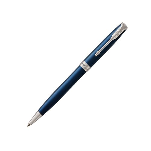 Автоматична химикалка PARKER Royal Sonnet Lacquer Blue CT, месингово тяло, хромиран клип, черна 1