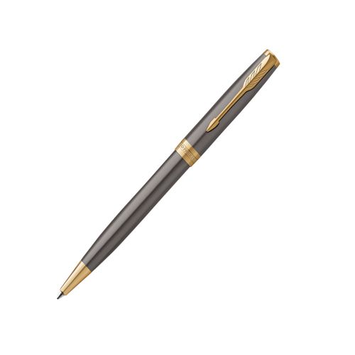 Автоматична химикалка PARKER Royal Sonnet Lacquer Grey GT, месингово тяло, позлатен клип, черена 1