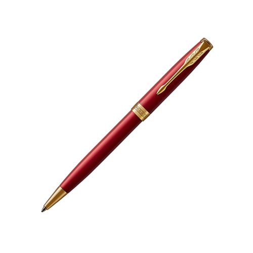 Автоматична химикалка PARKER Royal Sonnet Lacquer Red GT, месингово тяло, позлатен клип, черна 1
