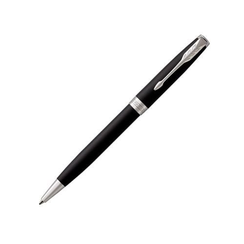 Автоматична химикалка PARKER Royal Sonnet Matte Black CT, месингово тяло, хромиран клип, черена 1
