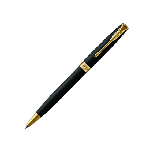 Автоматична химикалка PARKER Royal Sonnet Matte Black GT, месингово тяло, позлатен клип, черена 1