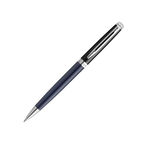 Автоматична химикалка Waterman Hemisphere Black Blue CT, стоманено тяло, хромиран клип, синя 1