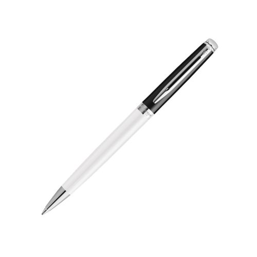 Автоматична химикалка Waterman Hemisphere Black White CT,стоманено тяло, хромиран клип, синя 1