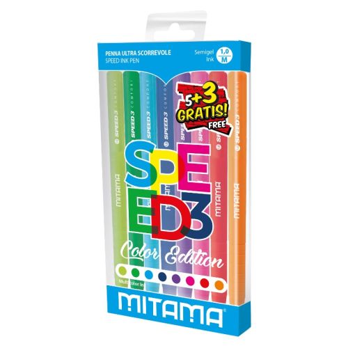 Автоматични гелови химикалки MITAMA Speed 3 Comfort, с грип, 1 мм, 8 цвята 1