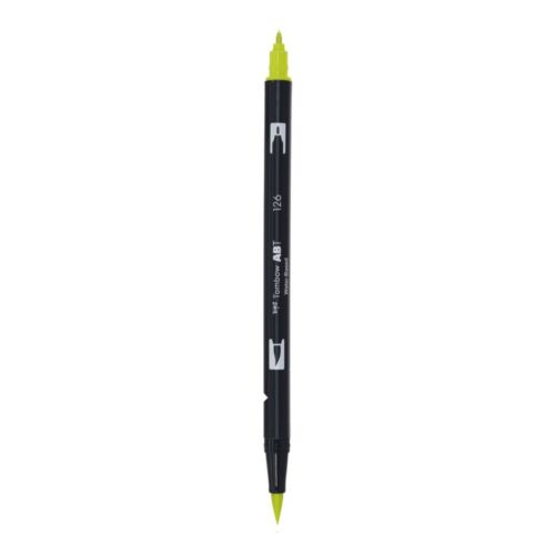 Aкварелен двувърх маркер Tombow ABT Dual Brush, четка 3.5 мм, връх 0.8 мм, 126 light olive
