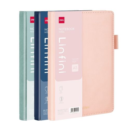 Бележник Deli Linfini EN158L, A5, 144 л., линиран офсет 100 г, корица ECO кожа, син — Joya.bg 1