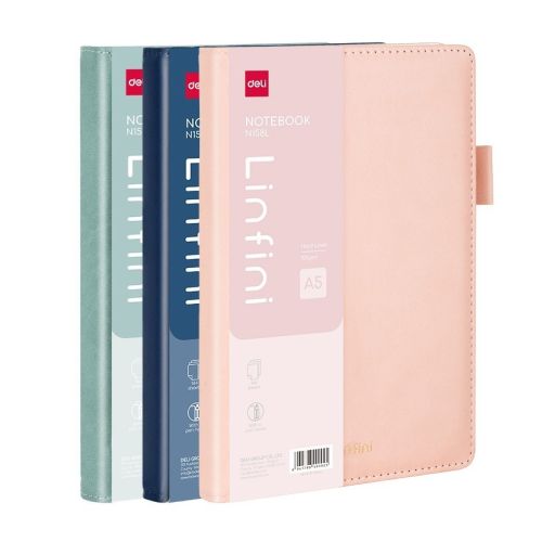Бележник Deli Linfini EN158L, A5, 144 л., линиран офсет 100 г, корица ECO кожа, зелен — Joya.bg 1