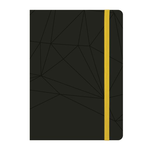 Бележник LASTVA Black, A5, 96 л., линиран офсет 80 г, термо PU корица, черен, жълт ластик — Joya.bg 1