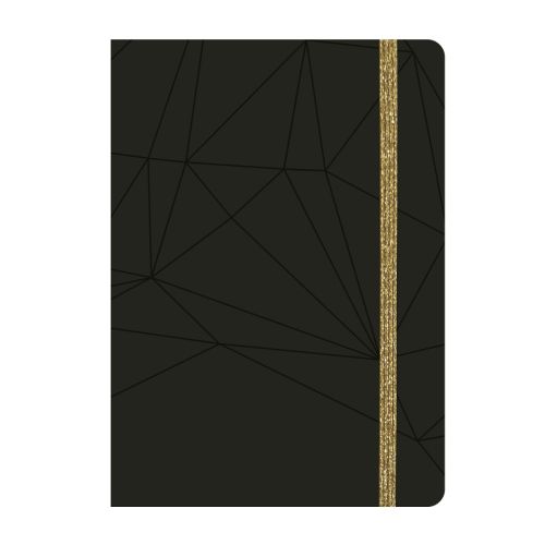 Бележник LASTVA Black, A5, 96 л., линиран офсет 80 г, термо PU корица, черен, златен ластик — Joya.bg 1