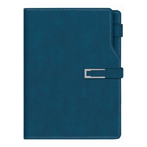 Бележник LASTVA Detroit, B5, 112 л., линиран шамоа офсет 80 гр, термо PU корици, с магнит, син — Joya.bg