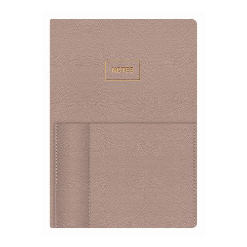 Бележник LASTVA Kent, A5, 96 л., линиран офсет 80 г, термо PU корица, външен джоб, пепел от рози — Joya.bg 1