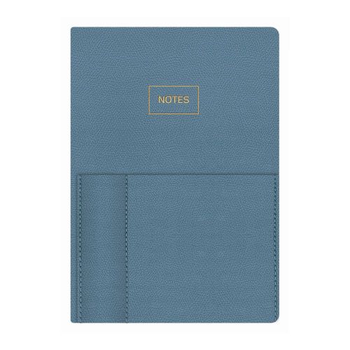 Бележник LASTVA Kent, A5, 96 л., линиран офсет 80 г, термо PU корица, външен джоб, син — Joya.bg 1