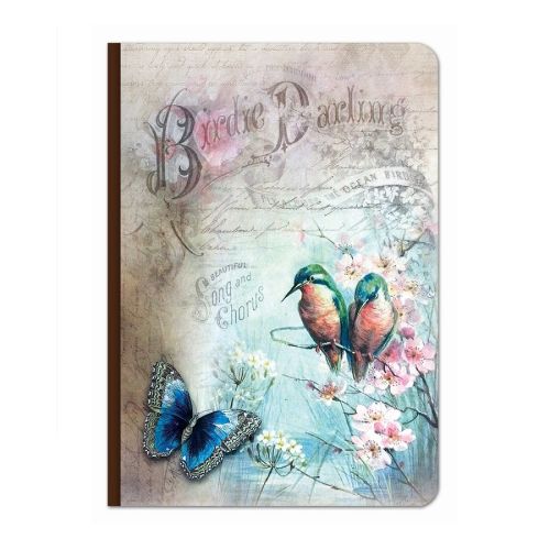 Бележник LASTVA Retro Media, A5, 104 л., линиран шамоа офсет 80 г, дървена корица, дизайн Птици — Joya.bg