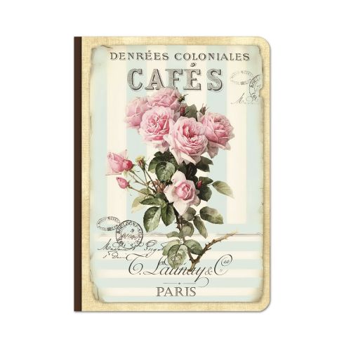 Бележник LASTVA Retro Media, A5, 104 л., линиран шамоа офсет 80 г, дървена корица, дизайн Рози — Joya.bg