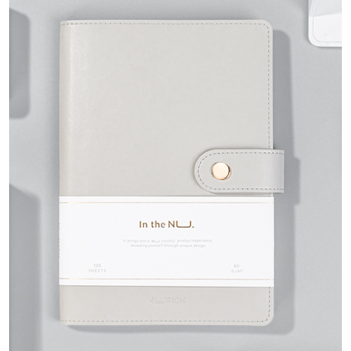 Бележник с копче Deli Nusign NS299, А5, 120 л., линиран шамоа офсет 80 г, корица ECO кожа, сив — Joya.bg 1