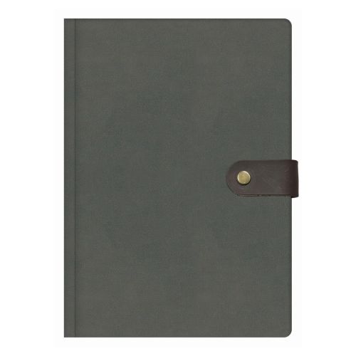 Бележник с копче LASTVA Vegas, B5, 112 л., линиран шамоа офсет 80 г, термо PU корица, сив — Joya.bg