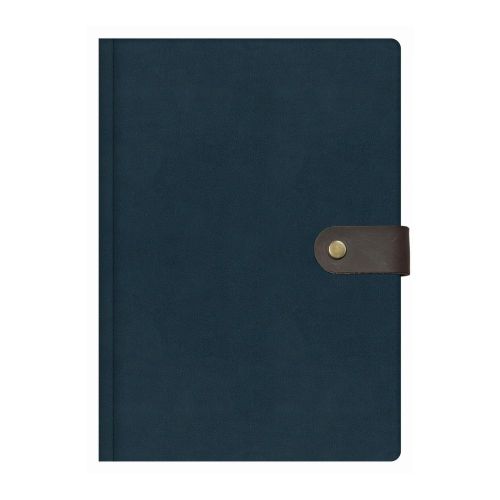 Бележник с копче LASTVA Vegas, B5, 112 л., линиран шамоа офсет 80 г, термо PU корица, тъмносин — Joya.bg