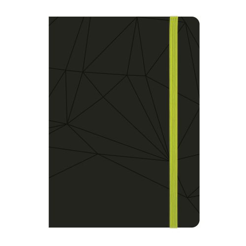 Бележник с ластик LASTVA Black, A5, 96 л., линиран офсет 80 г, термо PU корица, черен, зелен ластик — Joya.bg 1